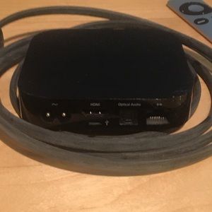 Apple TV with remote and power cable